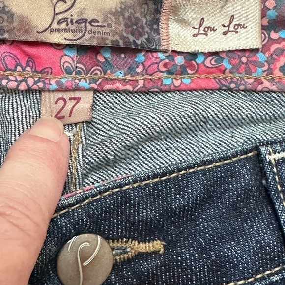 Paige Lou Lou blue denim jeans, button and zipper fly fading &whiskering Altered - Picture 6 of 10
